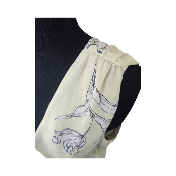 Banana Republic Light Yellow Floral Sleeveless Peplum Blouse Size M Feminine - Picture 5 of 6